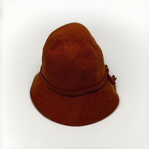 The Hats Company Wool Cloche Hat Rust Orange Vintage Italy